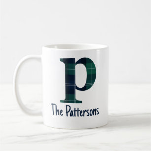 Caneca De Café Letra Minúscula p em Xadrez e Nome
