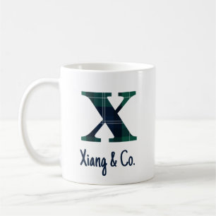 Caneca De Café Letra Minúscula x em Impressão Xadrez e Nome