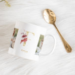 Caneca De Café Letra Moderna Dourada Flor F | Dois Monogramas fot<br><div class="desc">Letra Moderna Dourada Flor F | Dois Monogramas fotográficos</div>