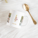 Caneca De Café Letra Moderna Dourada Flor I | Dois Monogramas fot<br><div class="desc">Letra Moderna Dourada Flor I | Dois Monogramas fotográficos</div>