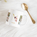 Caneca De Café Letra Moderna Dourada Flor N | Dois Monogramas fot<br><div class="desc">Letra Moderna Dourada Flor N | Dois Monogramas fotográficos</div>