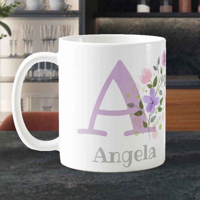 Caneca De Café Letra Monograma A & Nome Cristão (Criador carregado)
