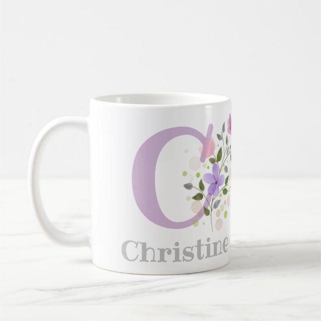 Caneca De Café Letra Monograma C & Nome Cristão (Esquerda)