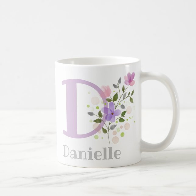 Caneca De Café Letra Monograma D e Nome Cristão (Direita)