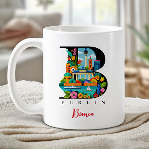 Caneca De Café Letra Monograma de Berlim B Presente Personalizado