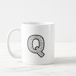 Caneca De Café Letra Monograma Real Q - Arte de Luxo Minimalista 