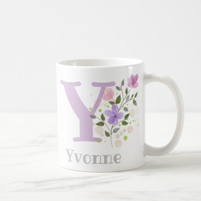 Caneca De Café Letra Monograma Y e Nome Cristão (Direita)