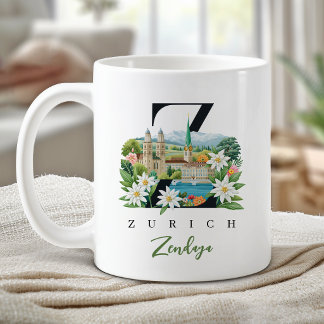 Caneca De Café Letra Monograma Zurique Z Presente Personalizado