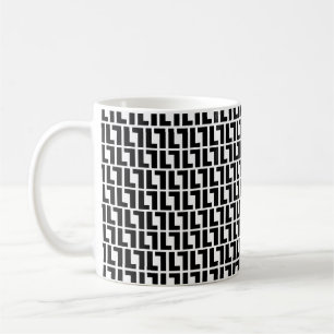 Caneca De Café Letra Negra Alfabeto Padrão L