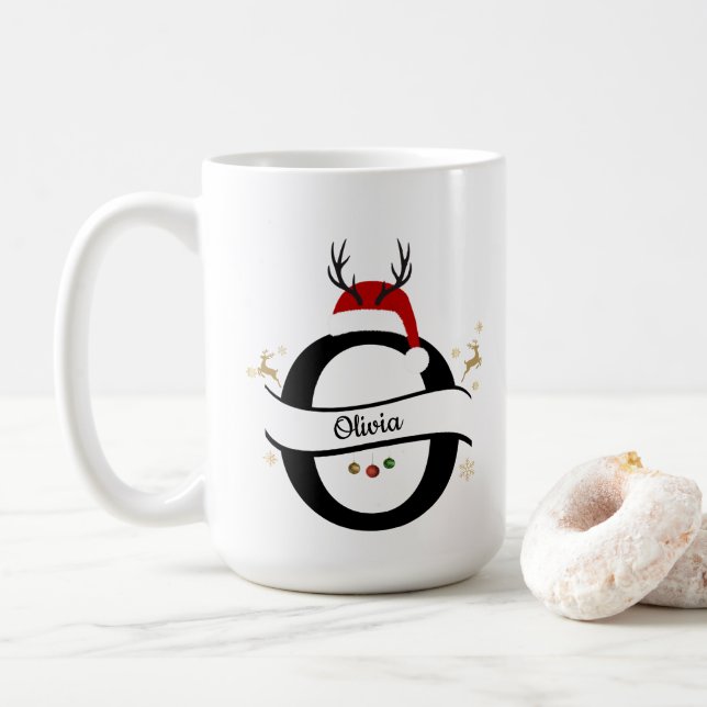 Caneca De Café Letra O Alfabeto Natal  (Com Donut)