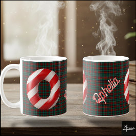 Caneca De Café Letra O de Natal Listrada de Cana de Açúcar Brilha