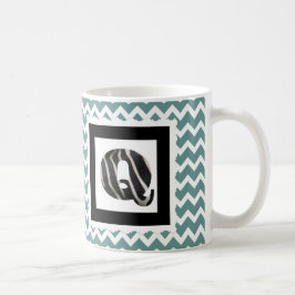 Caneca De Café Letra "Q" do impressão da zebra na cerceta/Chevron