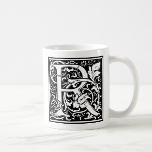 Caneca De Café Letra R Monograma Medieval Arte Nova