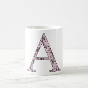 Caneca De Café Letra rosa A monograma inicial Símbolo Marble Alp