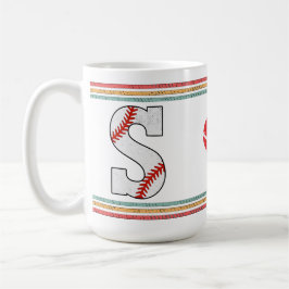 Caneca De Café Letra S de Beisebol Vintage Retro Universitário