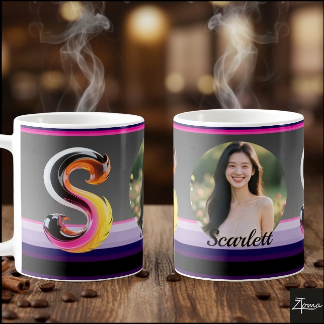 Caneca De Café Letra S Fluida Abstrata Neon Pena (This is a sample design. There are several models to choose from, with the name and color changed.
)