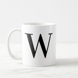 Caneca De Café Letra W Monograma Preto Personalizado