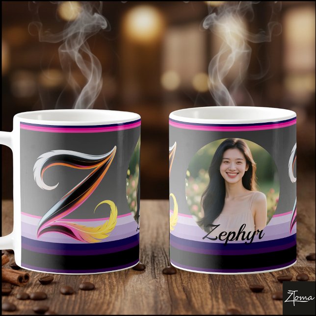 Caneca De Café Letra Z Fluida Abstrata Neon Penas (This is a sample design. There are several models to choose from, with the name and color changed.
)