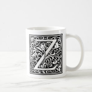 Caneca De Café Letra Z Monograma Medieval Arte Nova