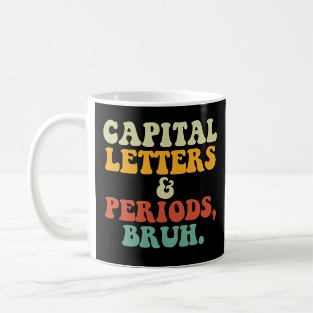 Caneca De Café Letras Capital E Períodos Bruh (Esquerda)