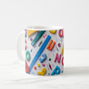 Caneca De Café Letras de plástico dispostas artisticamente sobre