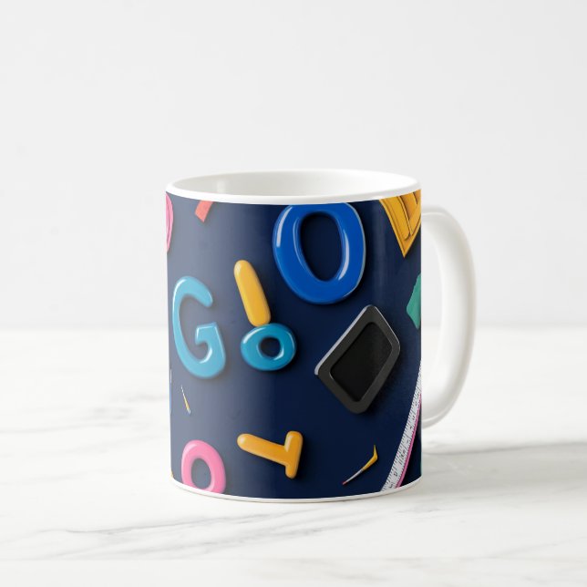 Caneca De Café Letras de plástico dispostas artisticamente sobre  (Frente Esquerda)