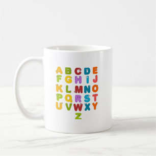 Caneca De Café Letras Fofas Aprendizado Divertido Alfabeto Cor de