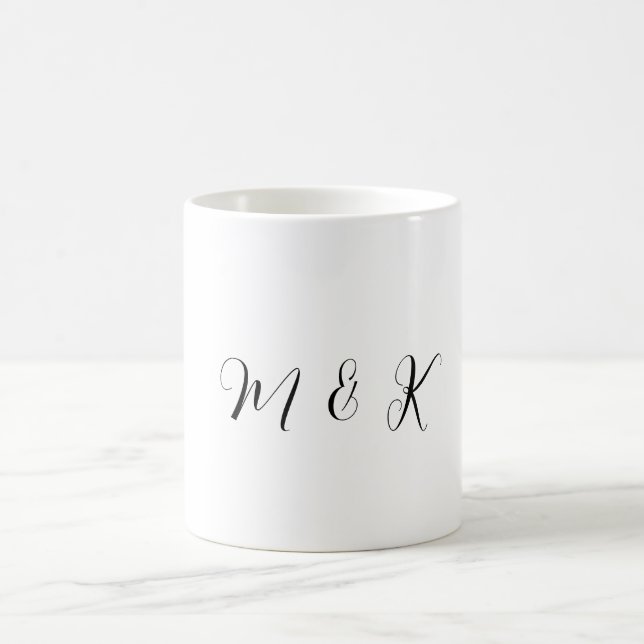 Caneca De Café Letras Iniciais de Monograma Presente de Casamento (Centro)