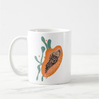 Letreiro Desenhado à Mão de Mamão Fruta Tropical