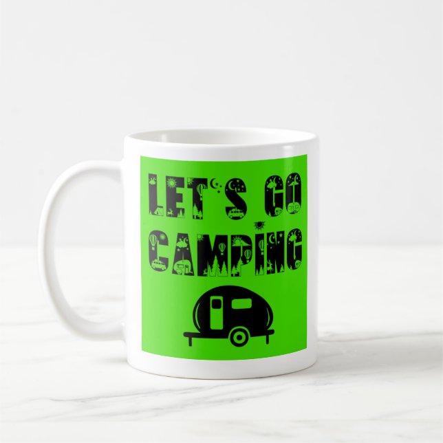 Caneca De Café Let's Go Camping - Teardrop Trailer Coffee Mug (Esquerda)