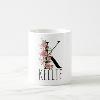Caneca De Café Letter BirthFlower Monogram Name Mug