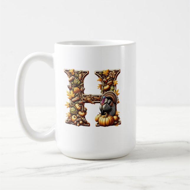 Caneca De Café Letter H Thanksgiving gift style  (Esquerda)