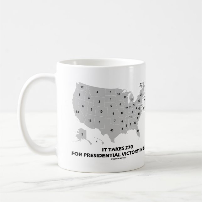 Caneca De Café Leva 270 Para A Vitória Presidencial No Mapa De 20 (Esquerda)