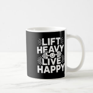 Caneca De Café Levantar Pesado Viver Feliz Haltere Musculação