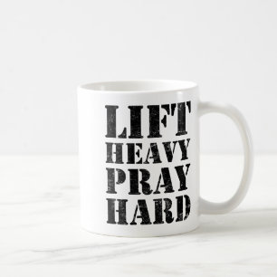 Caneca De Café Levante Pesado Reze Duro Citação Cristã Academia