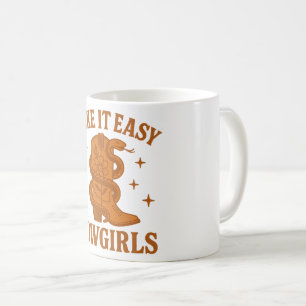 Caneca De Café Leve com Calma Cowgirls Retro Ocidental Boho