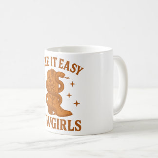 Caneca De Café Leve com Calma Cowgirls Retro Ocidental Boho