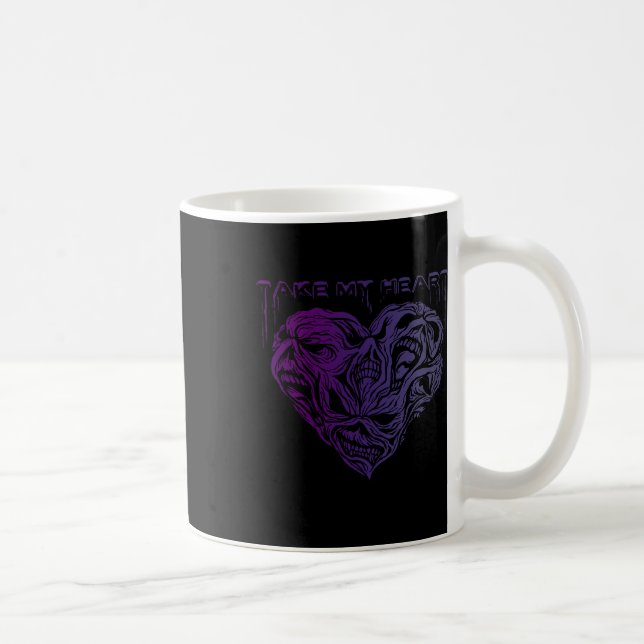 Caneca De Café Leve Meu Coração Demônios Assustadores Sinistros H (Direita)
