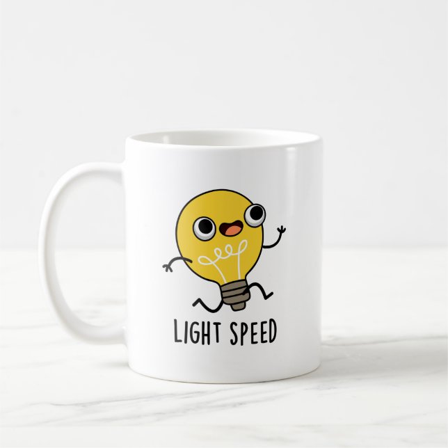 Caneca De Café Leve Speed Funny Running Bulb Pun (Esquerda)