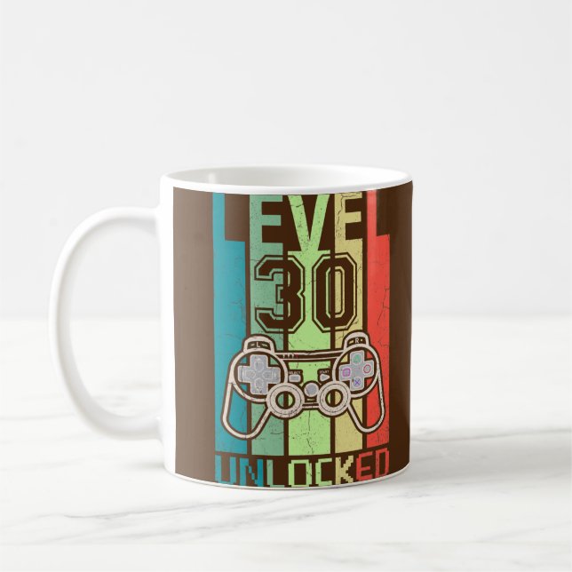 Caneca De Café Level 30 Unlocked Video Gamer 30th Birthday Gifts (Esquerda)