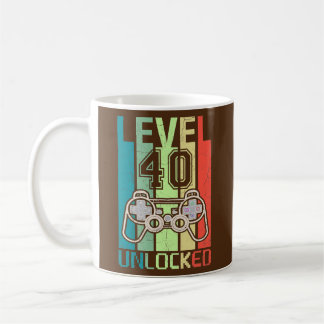 Caneca De Café Level 40 Unlocked Video Gamer 40th Birthday Gifts