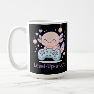 Caneca De Café Level-Up-a-Lotl Fofo Axolote Gamer Kawaii Aconcheg