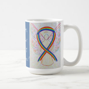 Caneca De Café LGBT (Arco-Íris LGBT) Atenção Ribbon Angel Cust