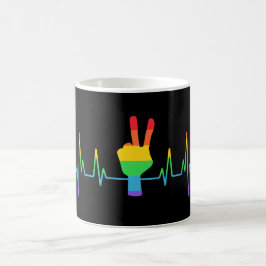 Caneca De Café LGBT de pulsação de Gay de paz