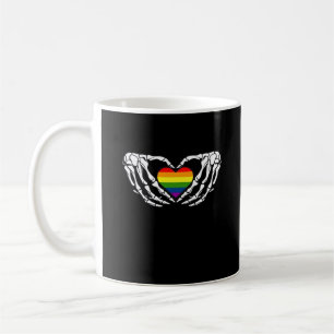 Caneca De Café Lgbt Pride Skeleton Halloween Gótico Heart Classic