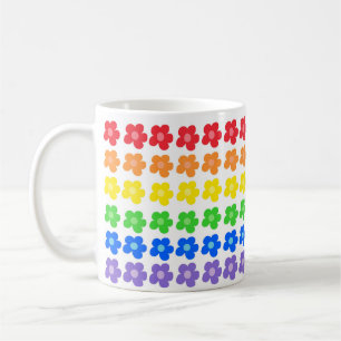 Caneca De Café LGBT Rainbow Flores Orgulho gay Liberdade e Iguald