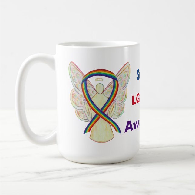 Caneca De Café LGBTQIA Arco-Íris Sensibilização Fita Angel Café M (Esquerda)
