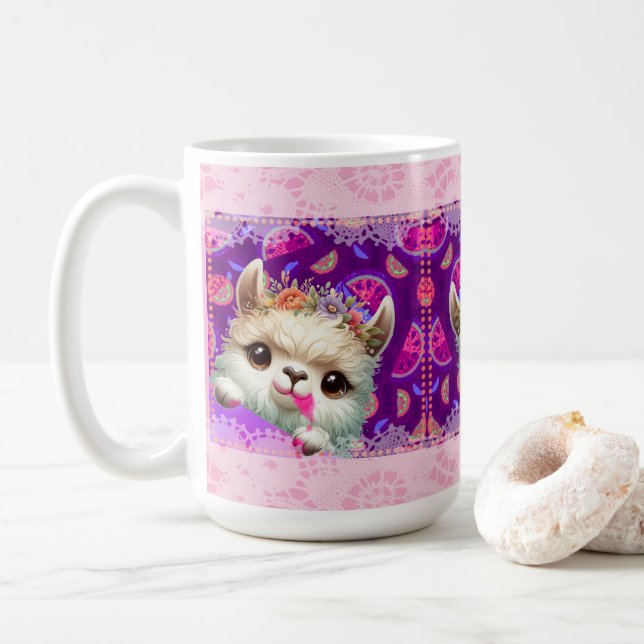 Caneca De Café Lhama Atrevido (Com Donut)