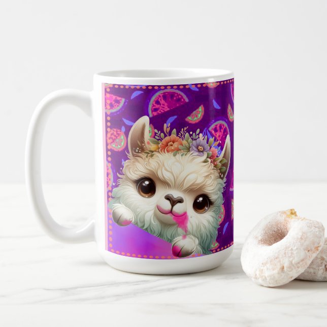 Caneca De Café Lhama Atrevido (Com Donut)