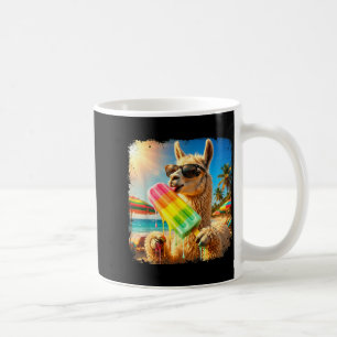 Caneca De Café Lhama engraçado comendo picolé verão praia animal